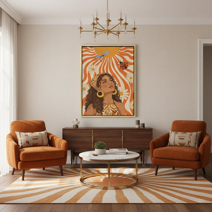Retro Boho Sun Girl - Canvas