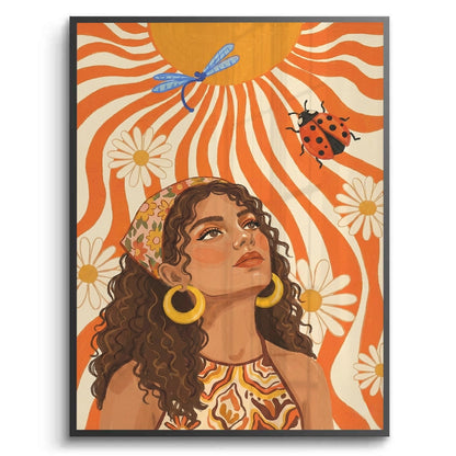 Retro Boho Sun Girl - Fine Art