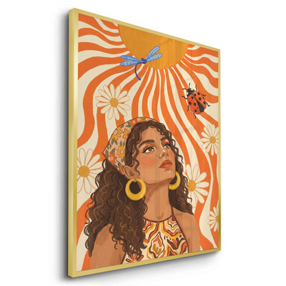 Retro Boho Sun Girl - Fine Art