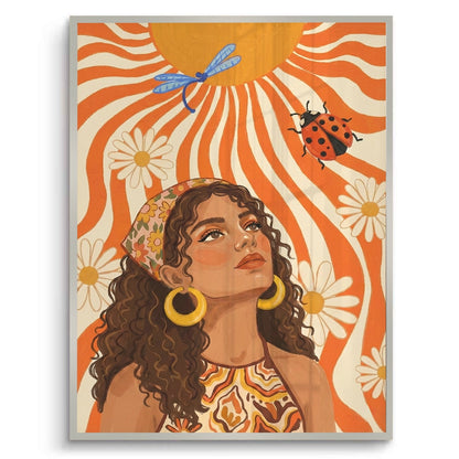 Retro Boho Sun Girl - Fine Art