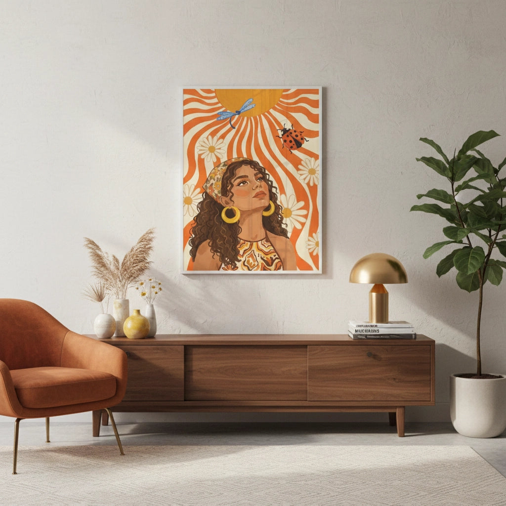2Retro Boho Sun Girl - Fine Art