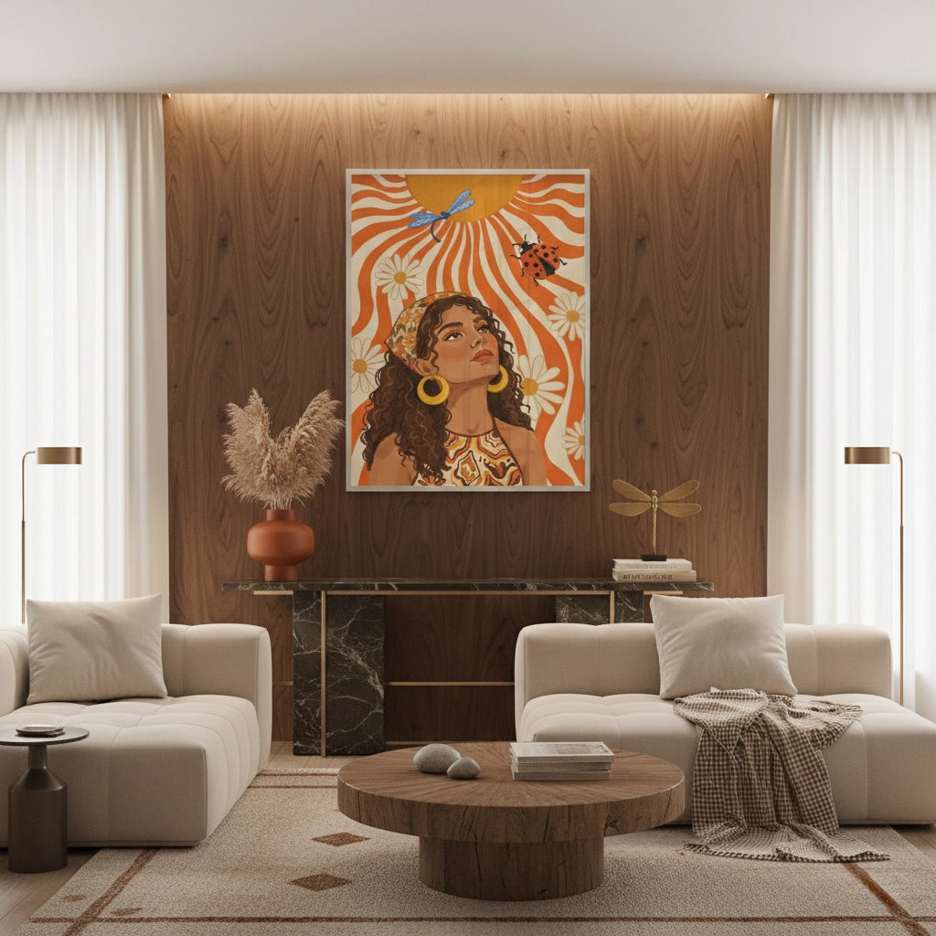 2Retro Boho Sun Girl - Fine Art