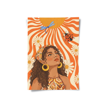 Retro Boho Sun Girl - Poster