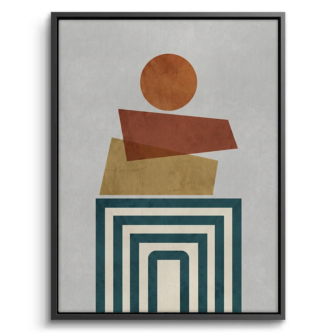 2Retro Earth Tone Stacked Shapes - Canvas