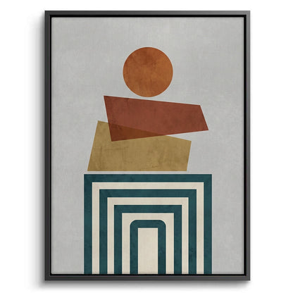 Retro Earth Tone Stacked Shapes - Canvas