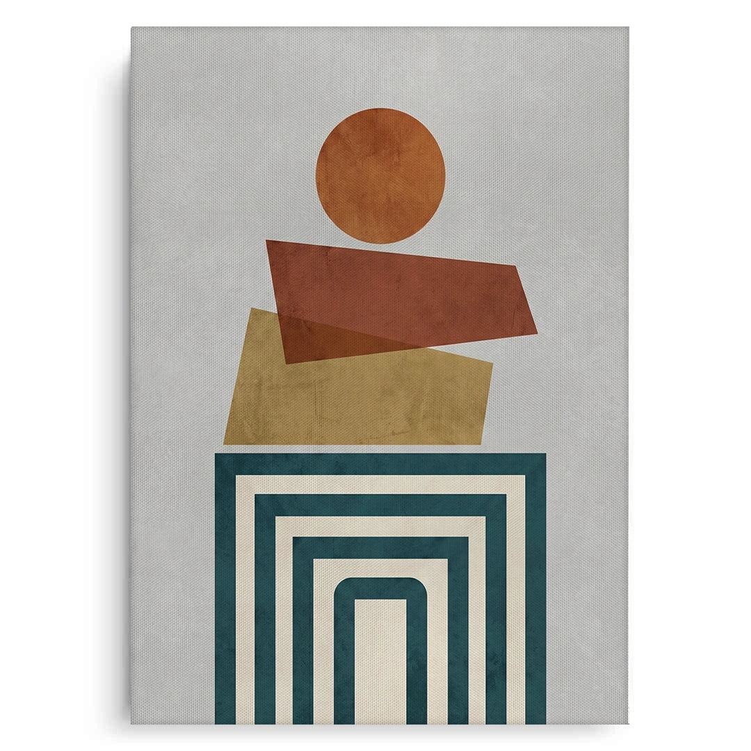 2Retro Earth Tone Stacked Shapes - Canvas