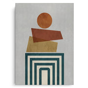 Retro Earth Tone Stacked Shapes - Canvas