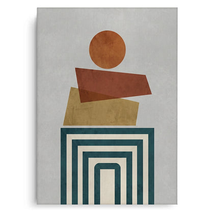 Retro Earth Tone Stacked Shapes - Canvas
