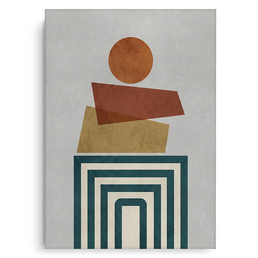 Retro Earth Tone Stacked Shapes - Canvas