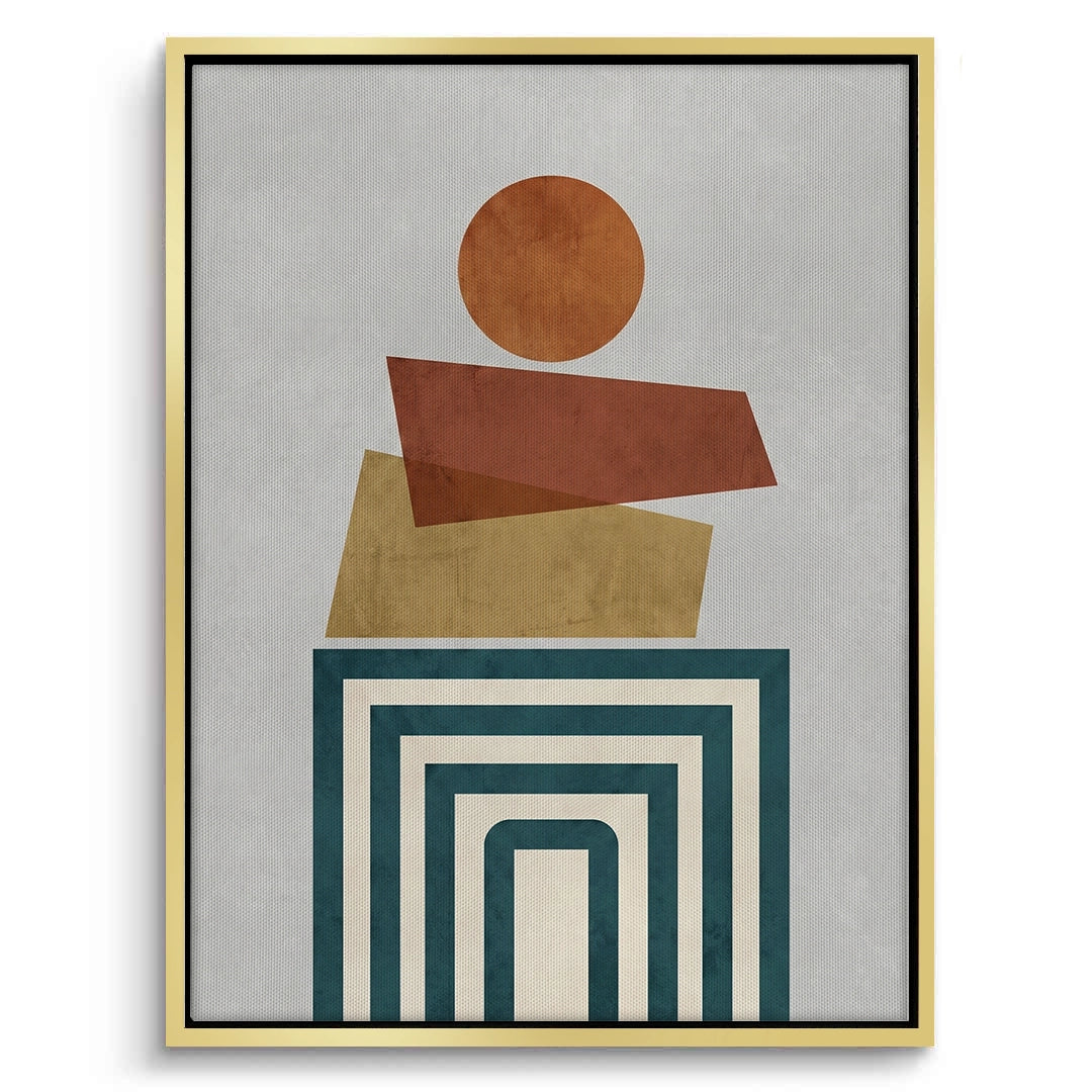 2Retro Earth Tone Stacked Shapes - Canvas