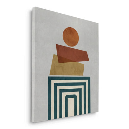 Retro Earth Tone Stacked Shapes - Canvas