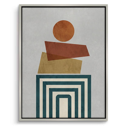 Retro Earth Tone Stacked Shapes - Canvas