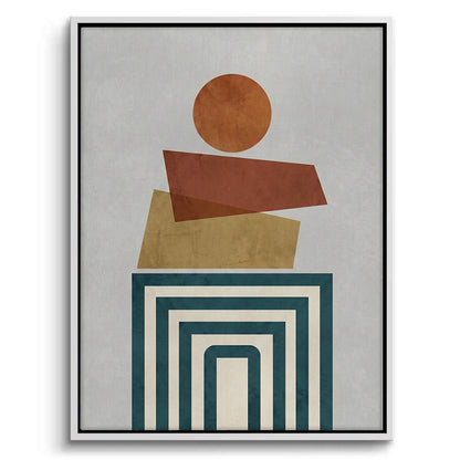 Retro Earth Tone Stacked Shapes - Canvas