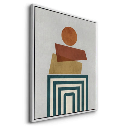 Retro Earth Tone Stacked Shapes - Canvas