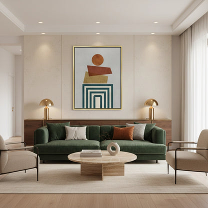 Retro Earth Tone Stacked Shapes - Canvas