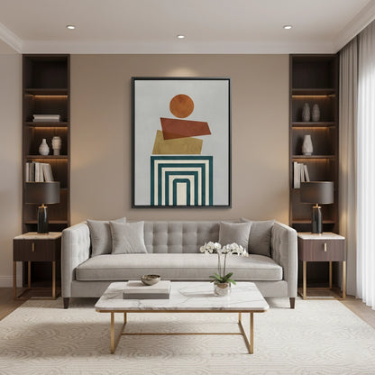 Retro Earth Tone Stacked Shapes - Canvas