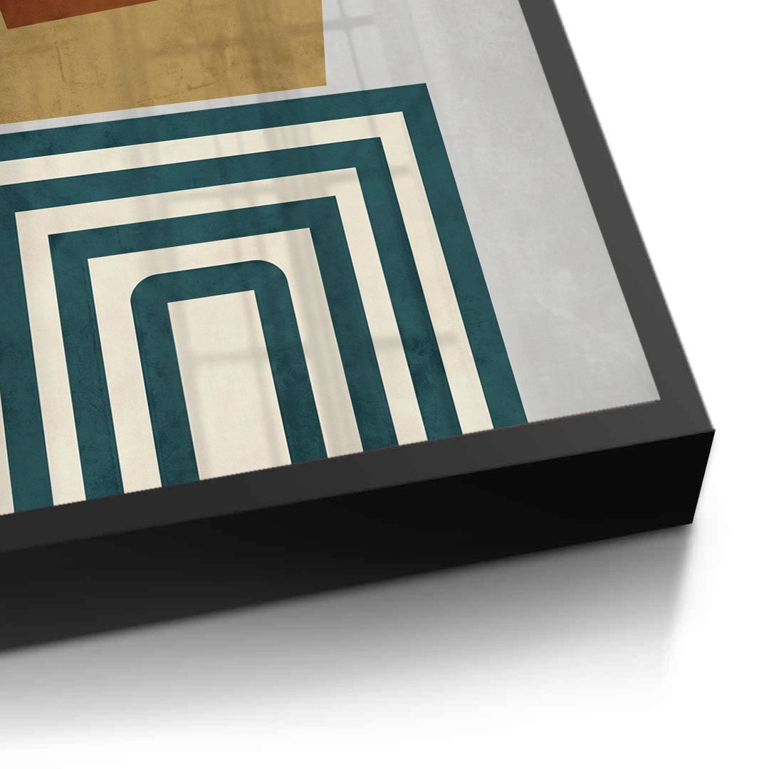 2Retro Earth Tone Stacked Shapes - Fine Art