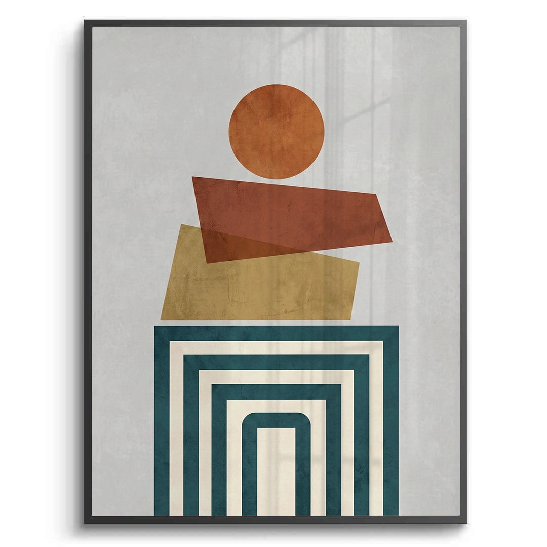 2Retro Earth Tone Stacked Shapes - Fine Art