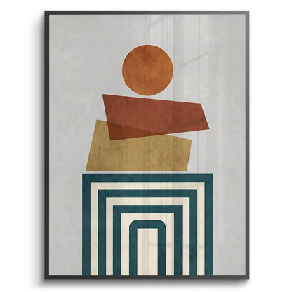 Retro Earth Tone Stacked Shapes - Fine Art