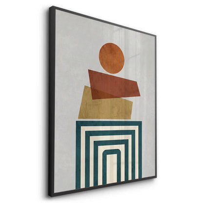 Retro Earth Tone Stacked Shapes - Fine Art