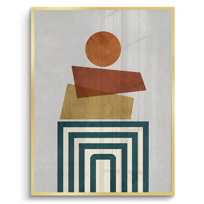 Retro Earth Tone Stacked Shapes - Fine Art