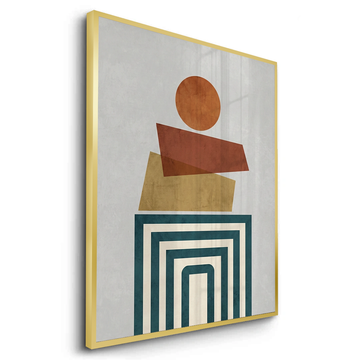 2Retro Earth Tone Stacked Shapes - Fine Art