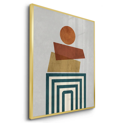 Retro Earth Tone Stacked Shapes - Fine Art