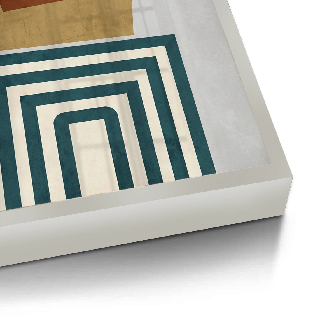 2Retro Earth Tone Stacked Shapes - Fine Art