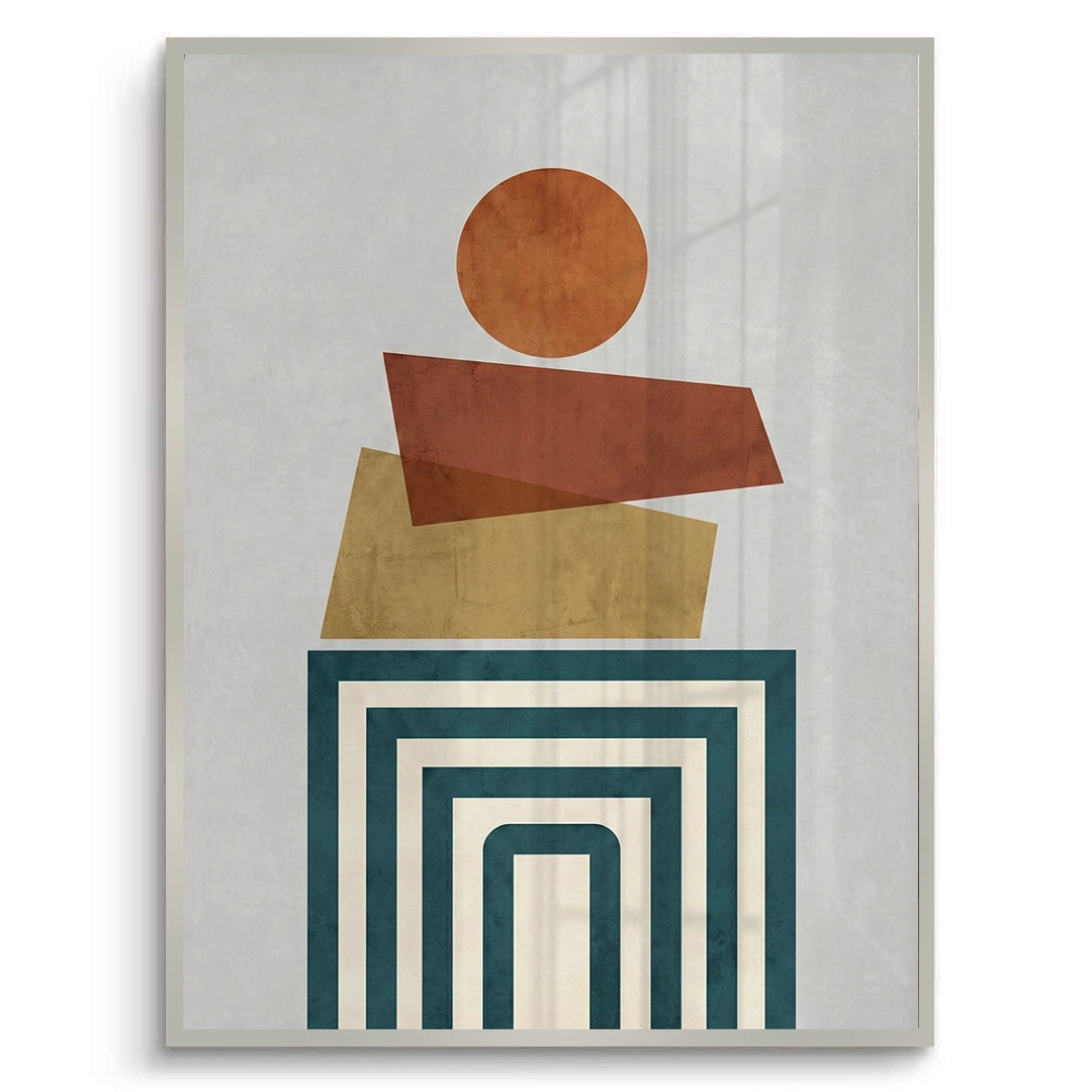 2Retro Earth Tone Stacked Shapes - Fine Art