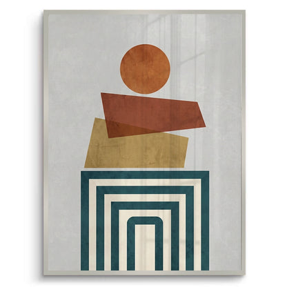 Retro Earth Tone Stacked Shapes - Fine Art