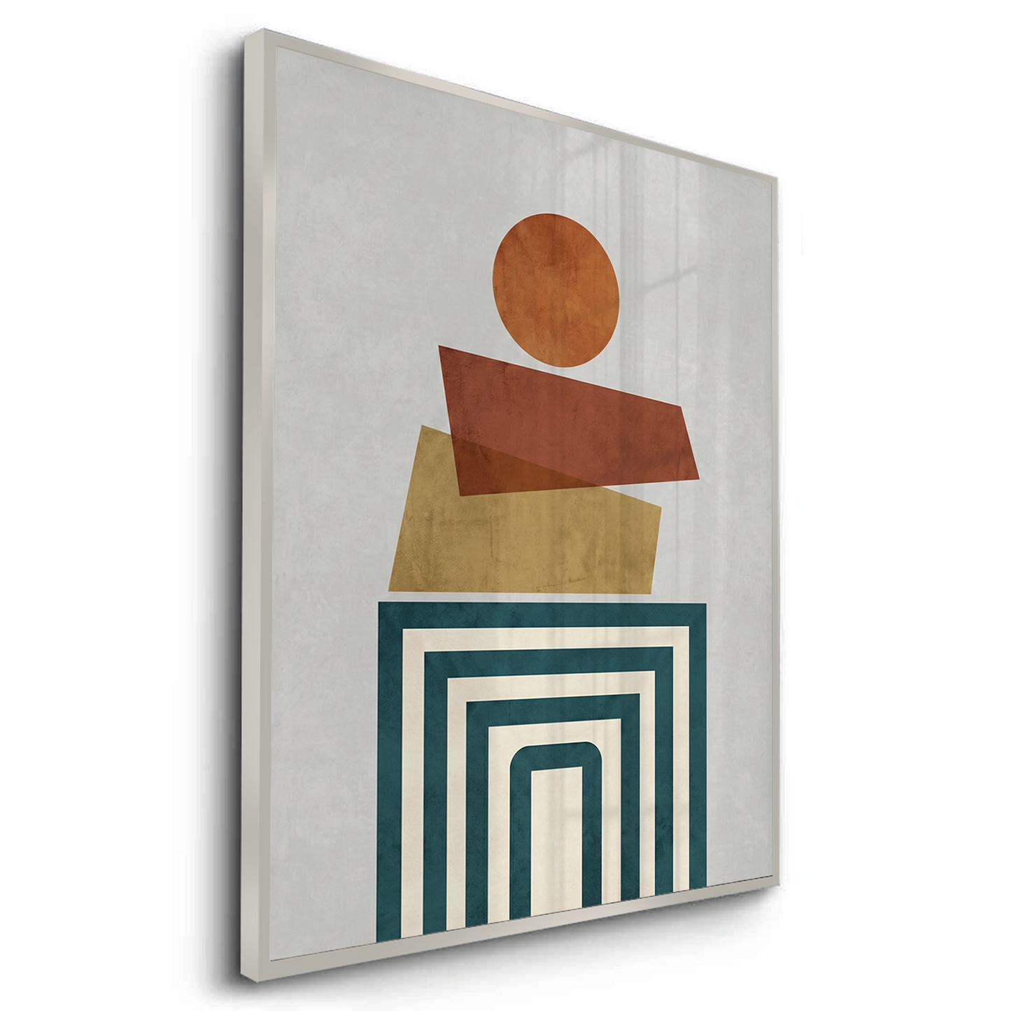 2Retro Earth Tone Stacked Shapes - Fine Art