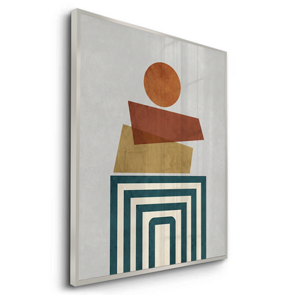 Retro Earth Tone Stacked Shapes - Fine Art