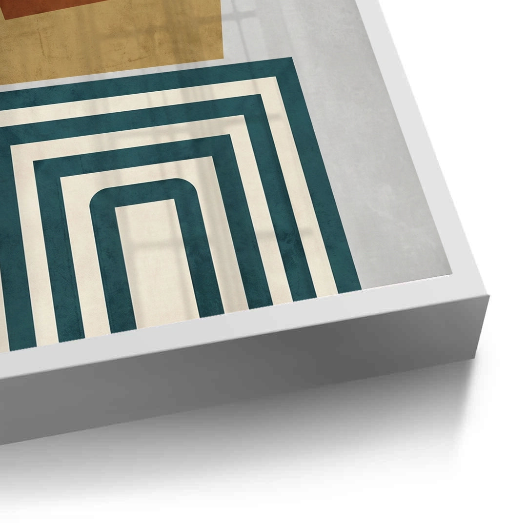 2Retro Earth Tone Stacked Shapes - Fine Art