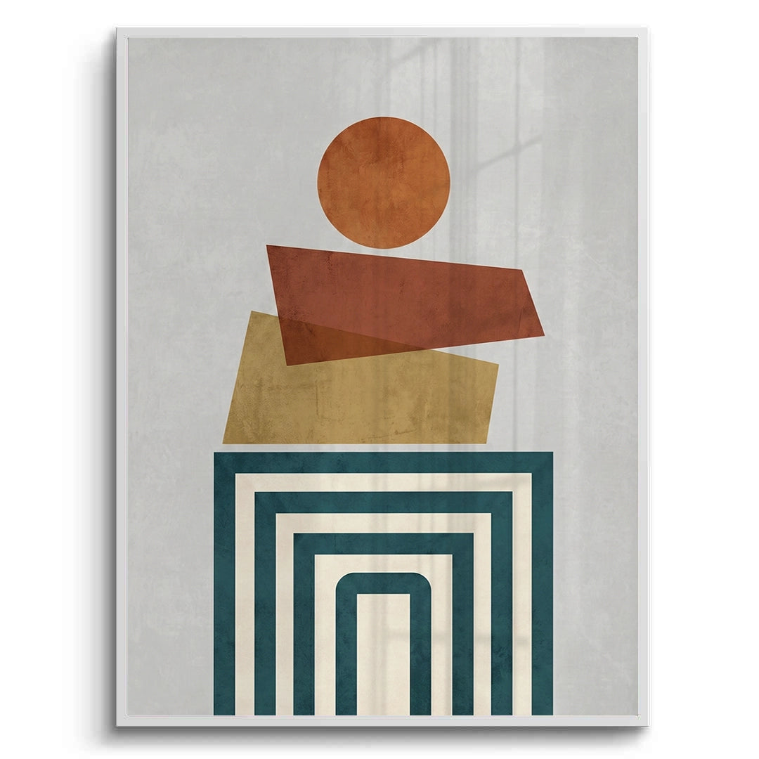 2Retro Earth Tone Stacked Shapes - Fine Art