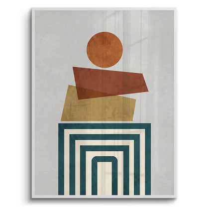 Retro Earth Tone Stacked Shapes - Fine Art