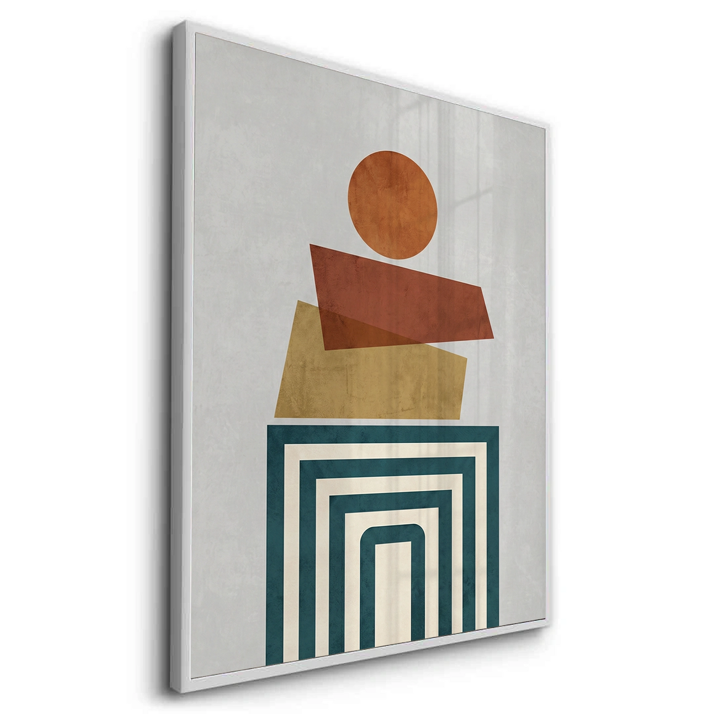 2Retro Earth Tone Stacked Shapes - Fine Art