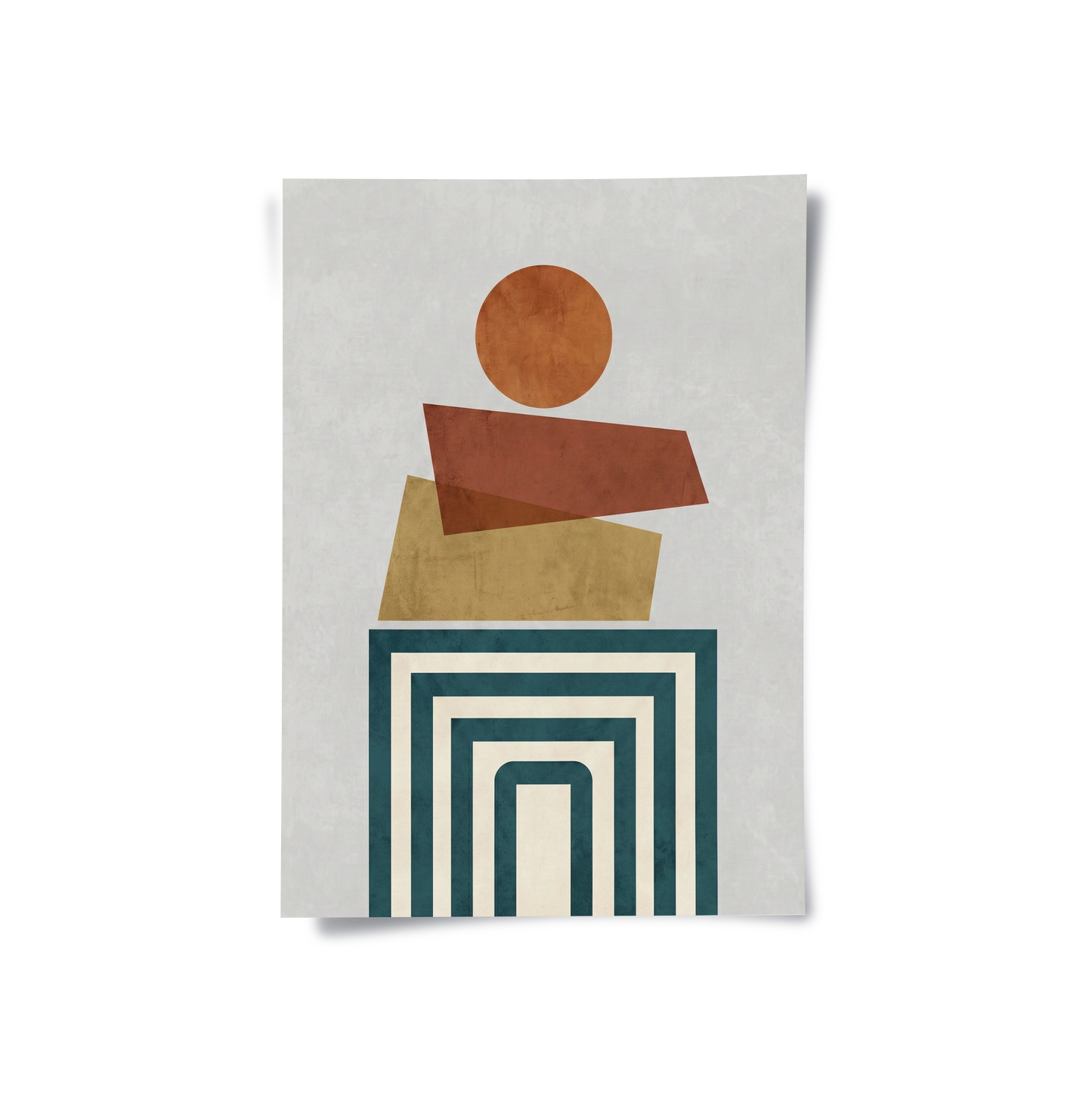 2Retro Earth Tone Stacked Shapes - Poster