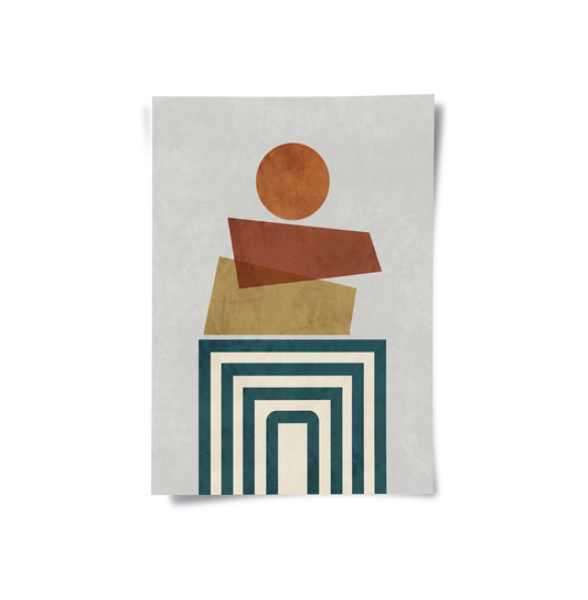 Retro Earth Tone Stacked Shapes - Poster