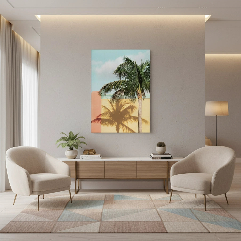 Retro Palm Tree - Canvas - Jasmineart.ae
