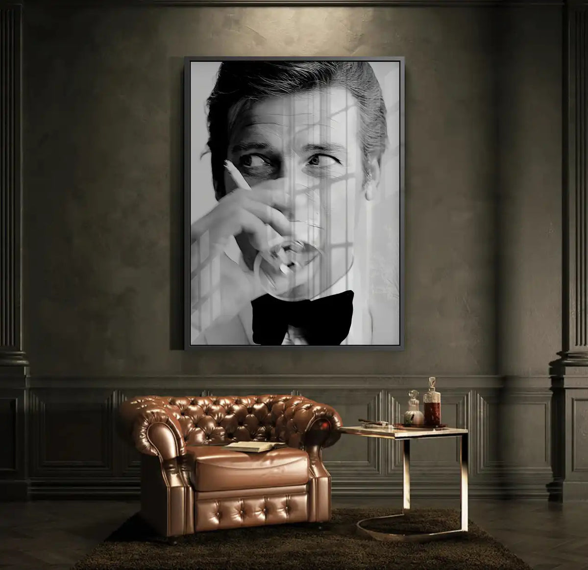 Roger Moore Whiskey - Acrylic - Jasmineart.ae