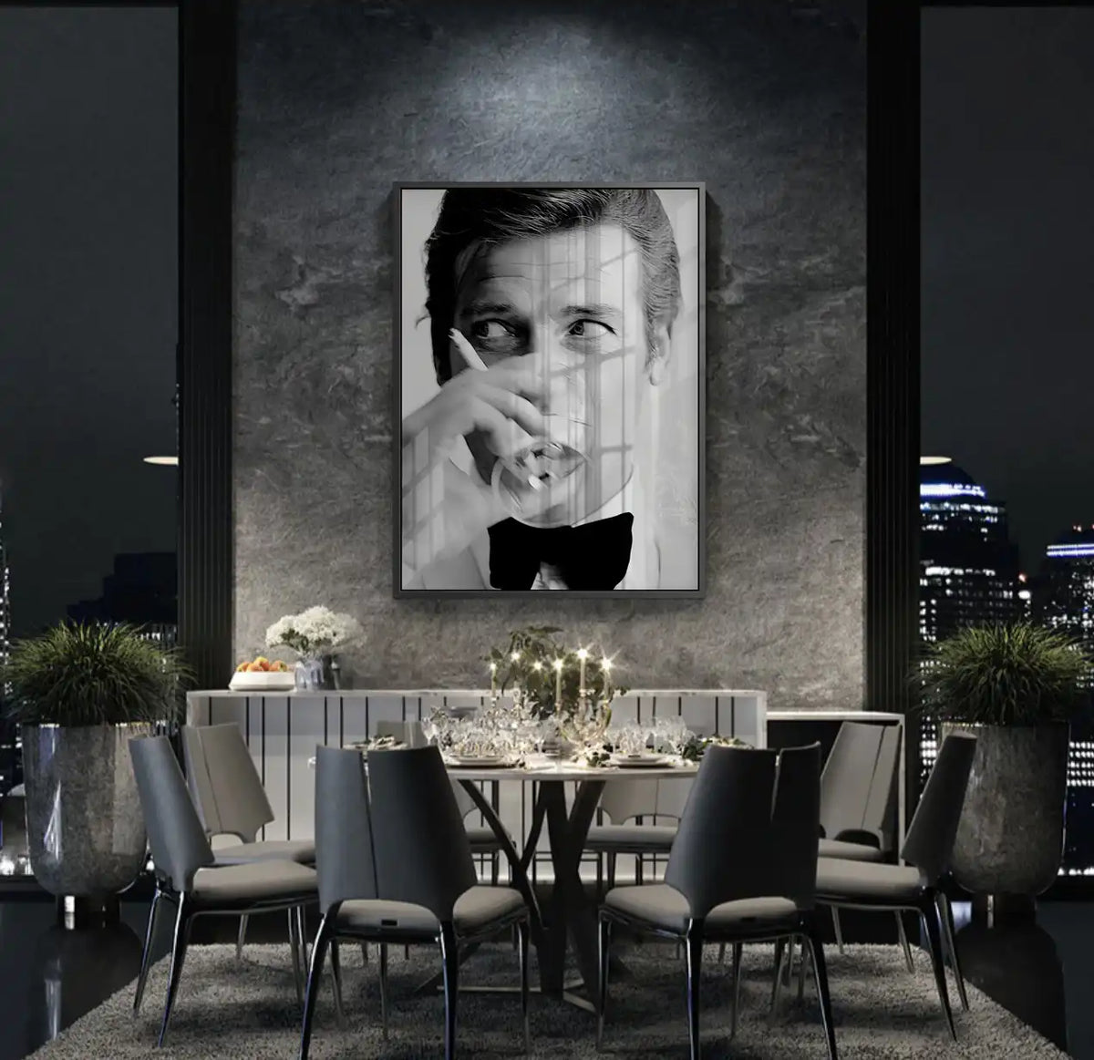 Roger Moore Whiskey - Acrylic - Jasmineart.ae
