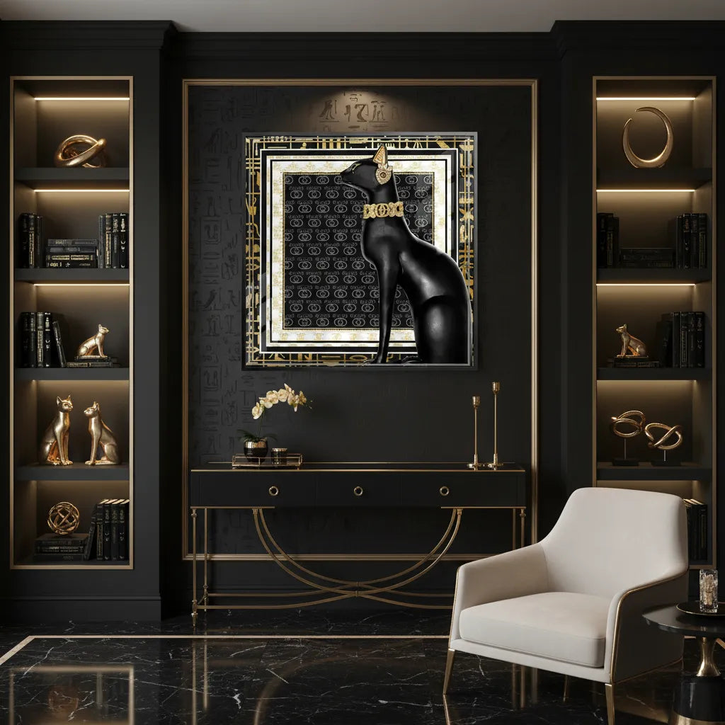 2Luxury wall decor with black framed fine art in elegant room mockup