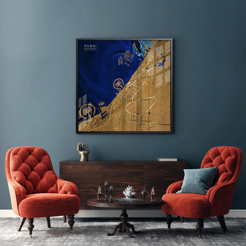Dubai Map - Acrylic - Jasmineart.ae