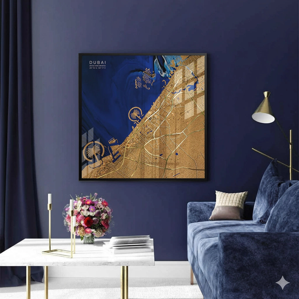 Dubai Map - Fine Art - Jasmineart.ae