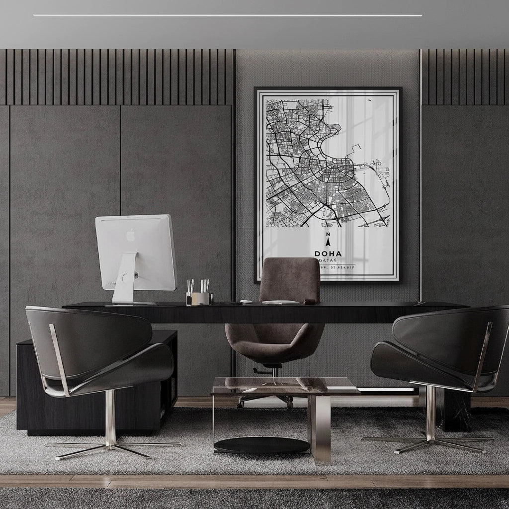 Doha Map - Fine Art - Jasmineart.ae