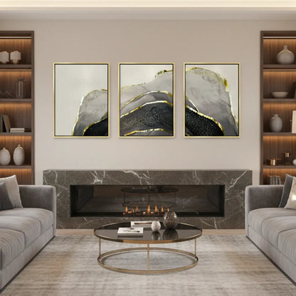 Golden Geode Set of 3 - Canvas