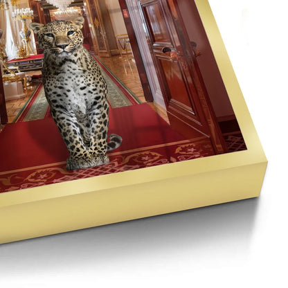 Close-up of the fine art print edge, showcasing the metallic gold frame.