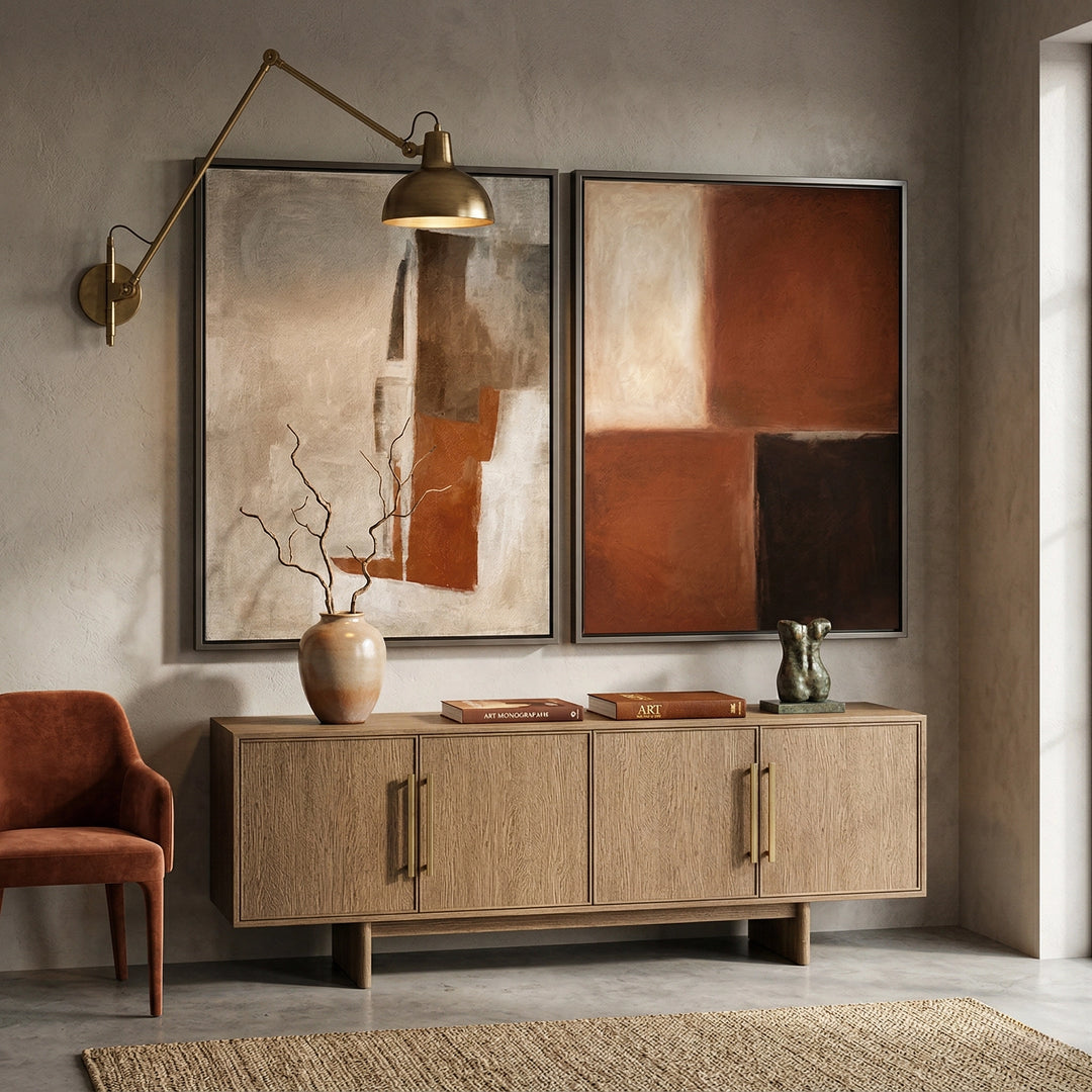 Premium rustic minimalist canvas set of 2 for modern UAE home styling