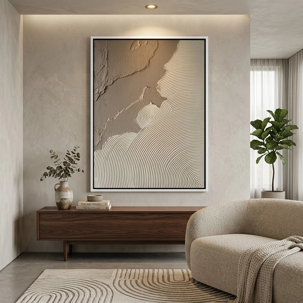 Sands of Serenity handcrafted stone sculpture with flowing organic curves, a sophisticated tabletop accent for luxury Emirates penthouses