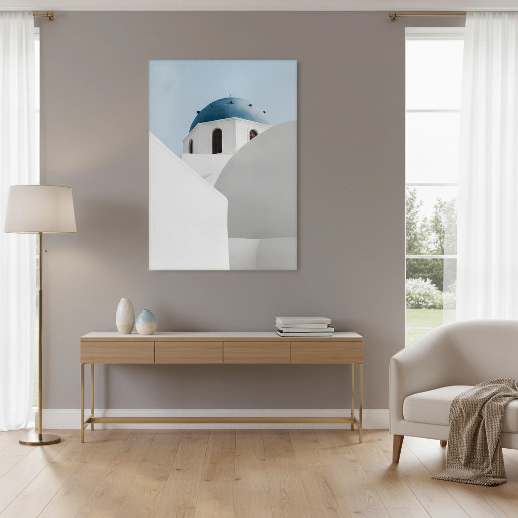 Santorini Blue Dome - Canvas